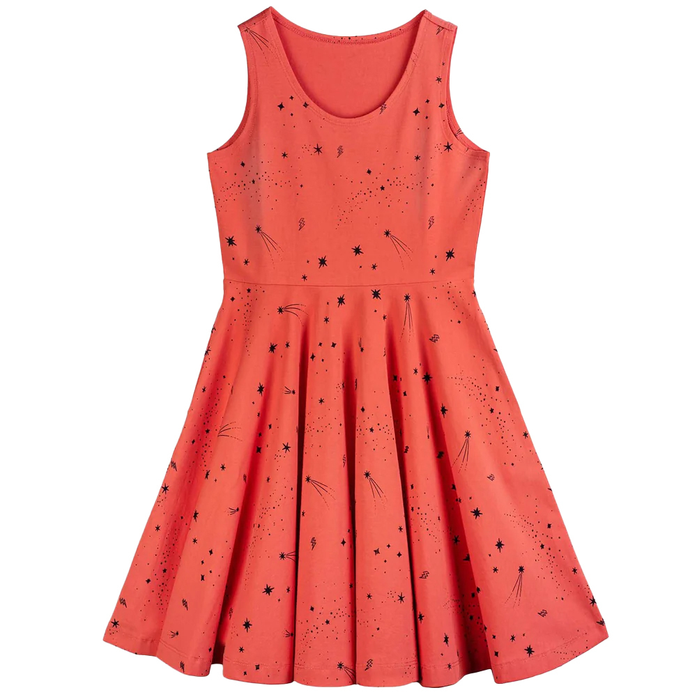 Mightly Girls Coral Black Stars Dress size: 2-5T